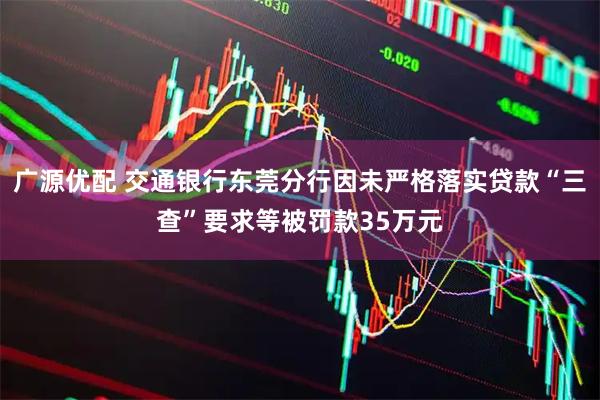广源优配 交通银行东莞分行因未严格落实贷款“三查”要求等被罚款35万元