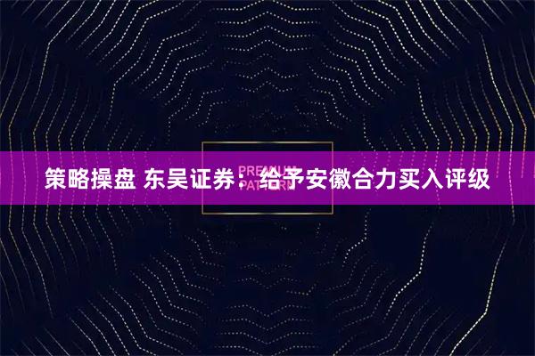 策略操盘 东吴证券：给予安徽合力买入评级