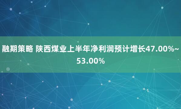 融期策略 陕西煤业上半年净利润预计增长47.00%~53.00%